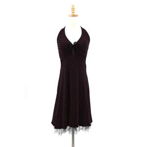 VTG Y2K 90s Rampage Halter Polka Dot Dress Medium Babydoll Coquette Rockabilly